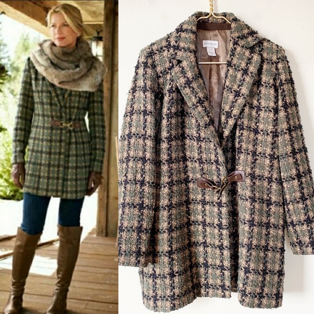Soft Surroundings Yorkshire Houndstooth Wool Coat
